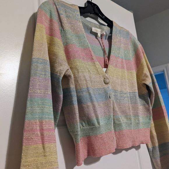 LoveShackFancy Asteria Stripe Crop Cardigan - Picture 3 of 6